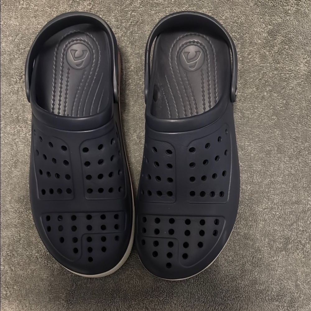 Navy Blue Clogs with Perforated Design Amoji brand. NWOT